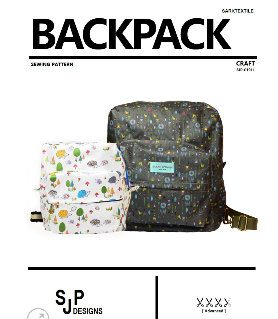   Paper Pattern From Sark Textiles, Back Pack with zips,