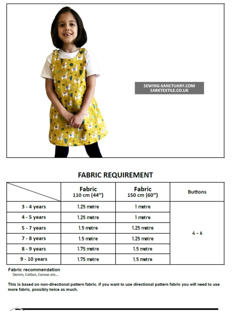  Paper Pattern from Sark Textiles, Emily Dungaree, Paper Pattern, Pattern Image may be different