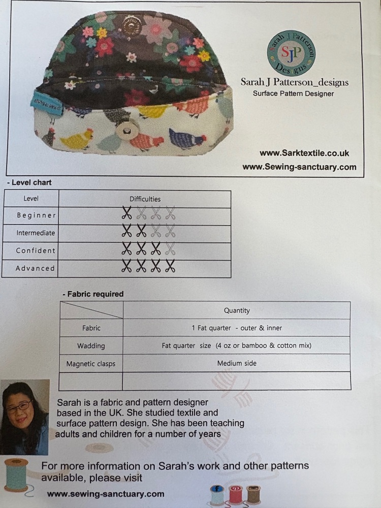  Paper pattern from Sark Textiles, Glasses & Sunglasses case, Paper Pattern,