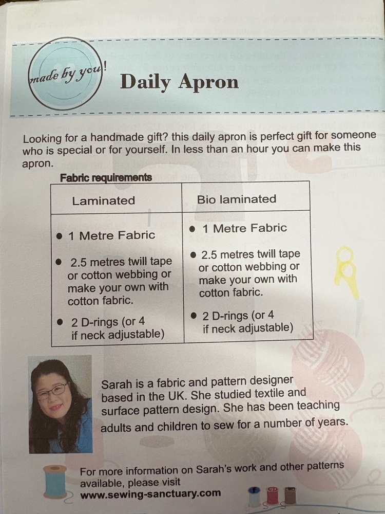 Paper Pattern from Sark Textiles, Daily Apron