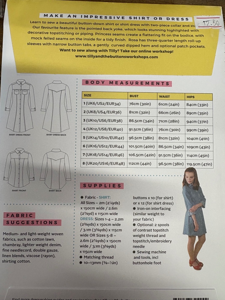  Tilly & the buttons - Rosa -, Paper Pattern,  fabric required