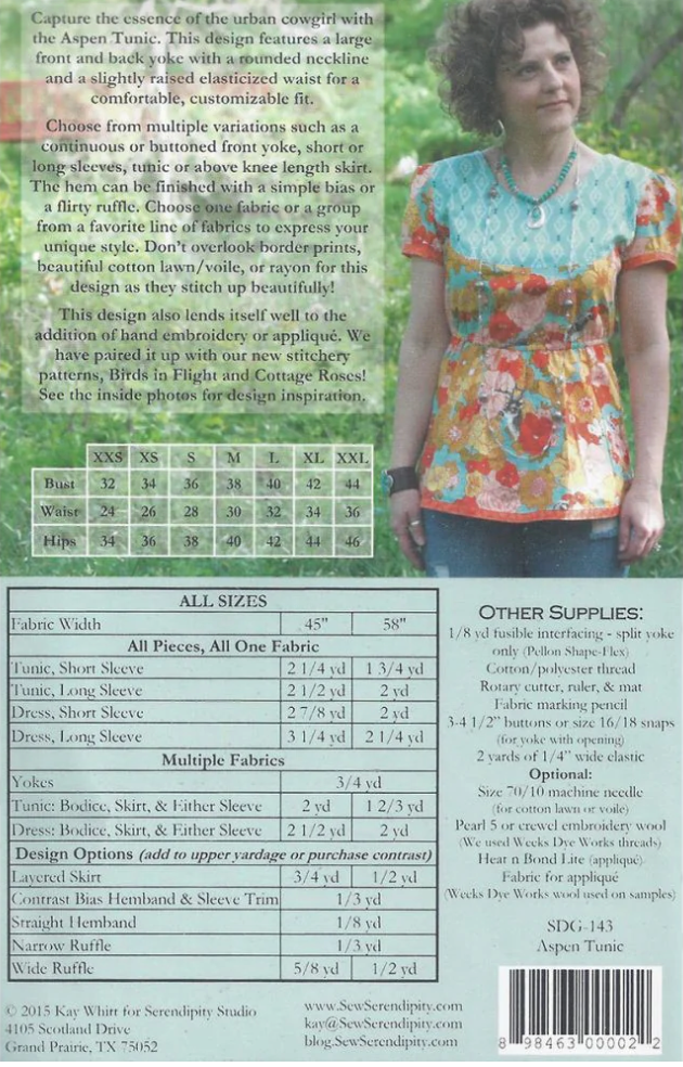  Serendipity Studio - Aspen -, Paper Pattern,  fabric required