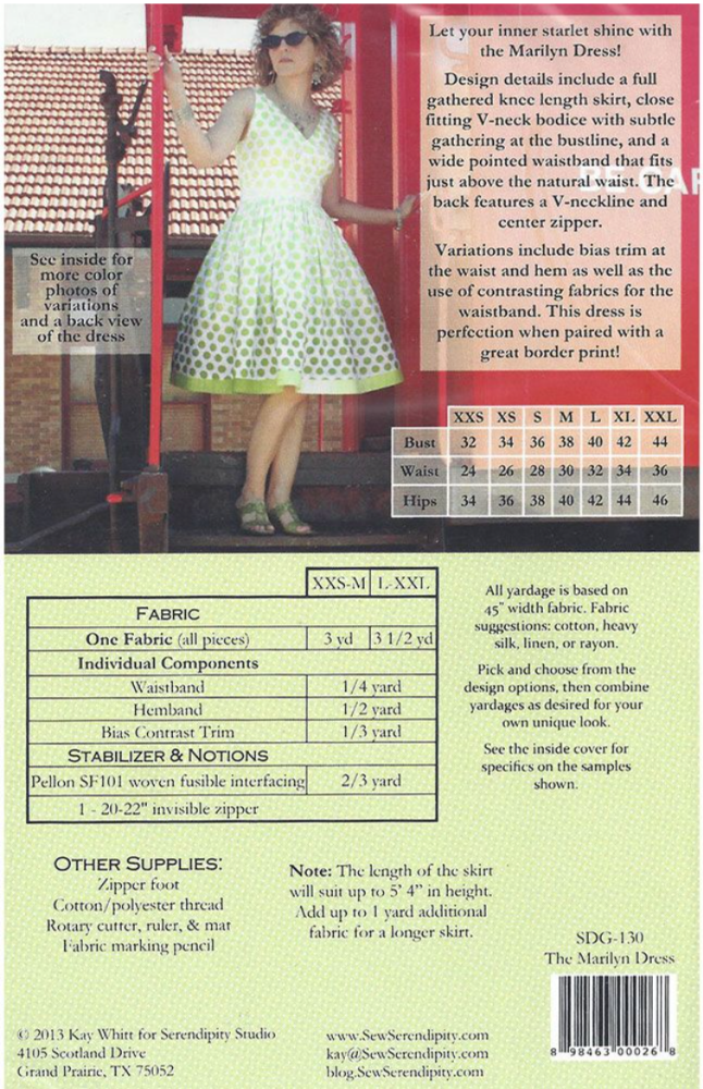  Serendipity Studio - Marilyn -, Paper Pattern,  fabric required