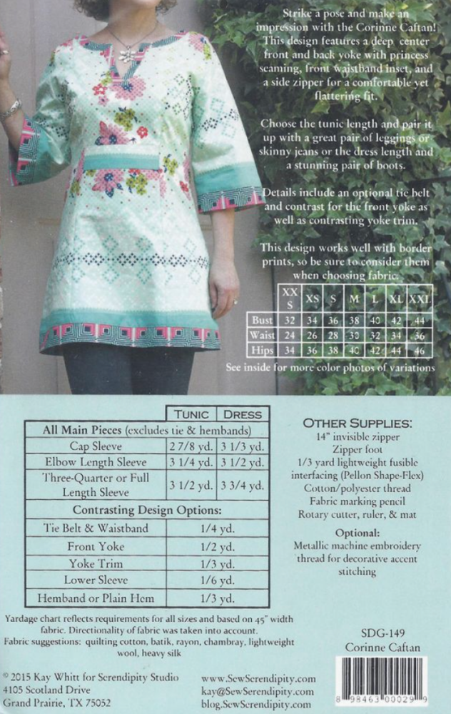  Serendipity Studio - Corinne -, Paper Pattern,  fabric required