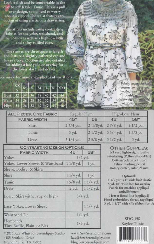  Serendipity Studio - Kaylee -, Paper Pattern,  fabric required