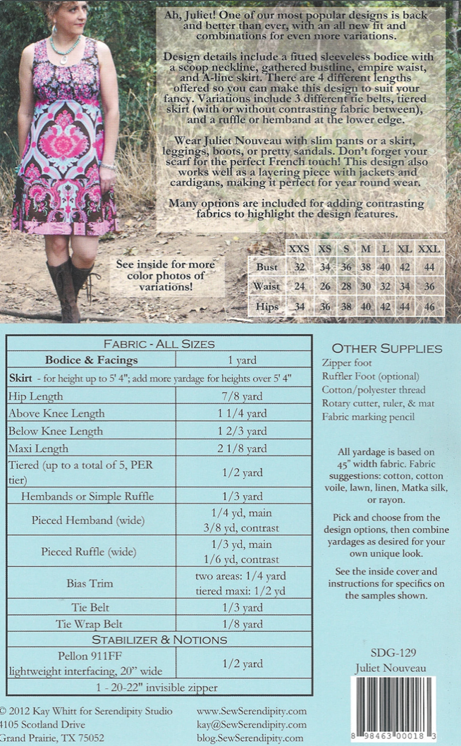  Serendipity Studio - Juliet -, Paper Pattern,  fabric required