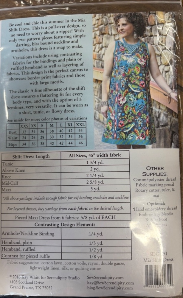  Serendipity Studio - Mia -, Paper Pattern,  fabric required