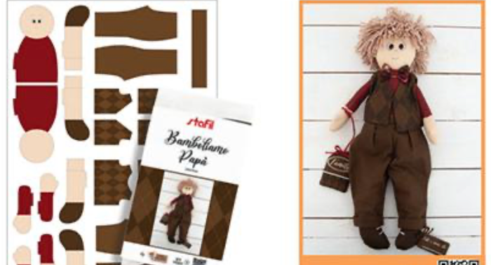  Stafil - Bamboliamo - Papa -, Paper Pattern with Fabric,