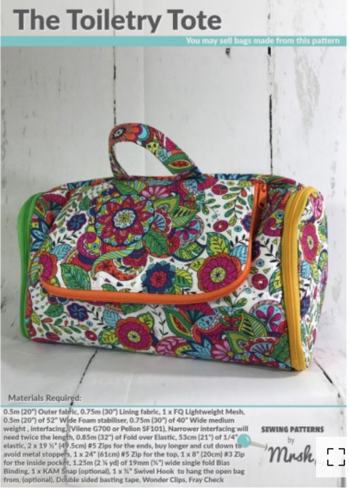  Sewing Patterns by Mrs H - The Toiletry Tote -, Paper Pattern,  fabric required
