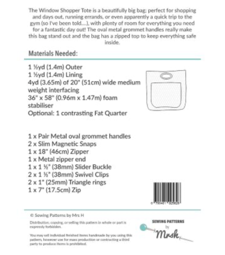  Sewing Patterns by Mrs H - The window shopper -, Paper Pattern,  fabric required