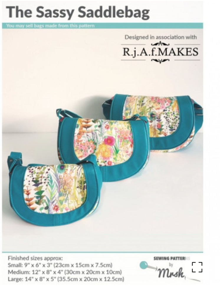  Sewing Patterns by Mrs H - The Sassy Saddlebag -, Paper Pattern,  fabric required