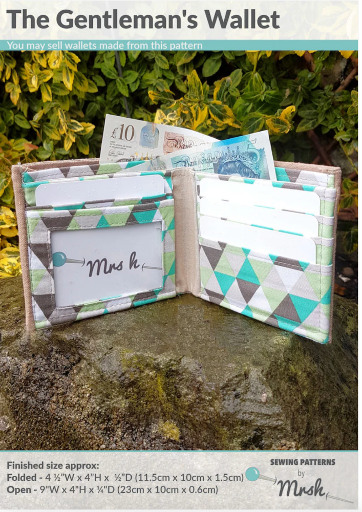  Sewing Patterns by Mrs H - The Gentleman's Wallet -, Paper Pattern,  fabric required