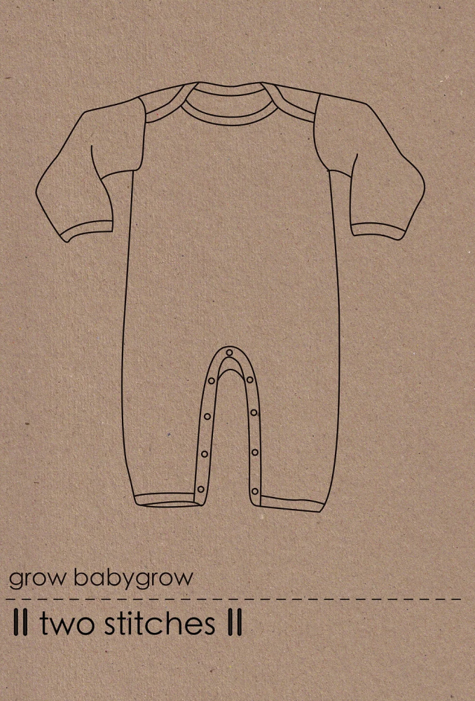  Two Stitches Patterns - Grow Babygrow -, Paper Pattern,  fabric required