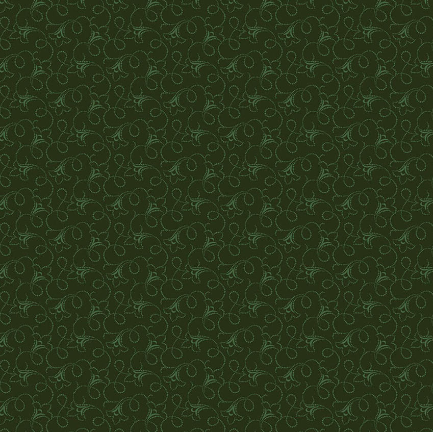 100% Cotton from Makower - Tonal Ditsy - Floral Scroll in Forest, per pre-cut fat quarter