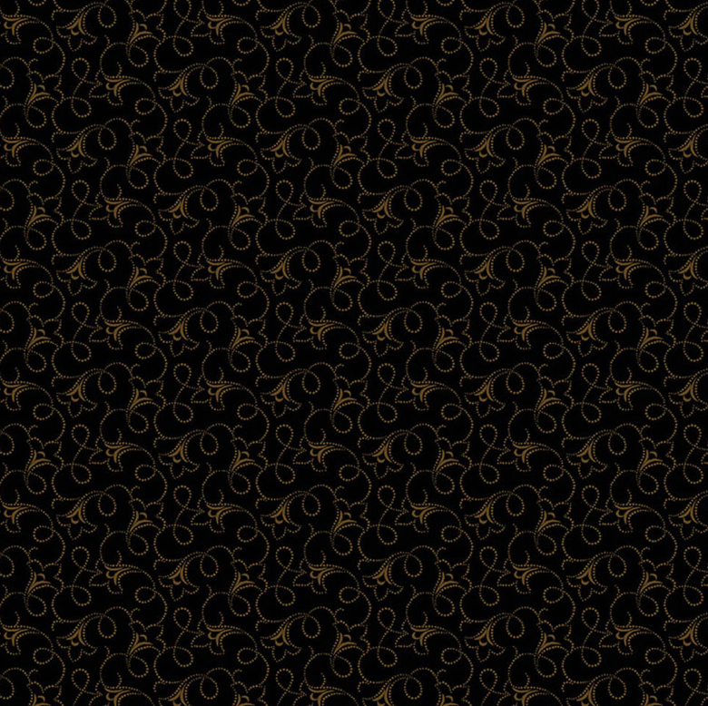 100% Cotton from Makower - Tonal Ditzy - Black Floral Scroll in Peppercorn, per pre-cut fat quarter