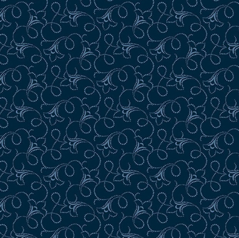 100% Cotton from Makower - Tonal Ditzy - Floral Scroll in Navy per pre-cut fat quarter