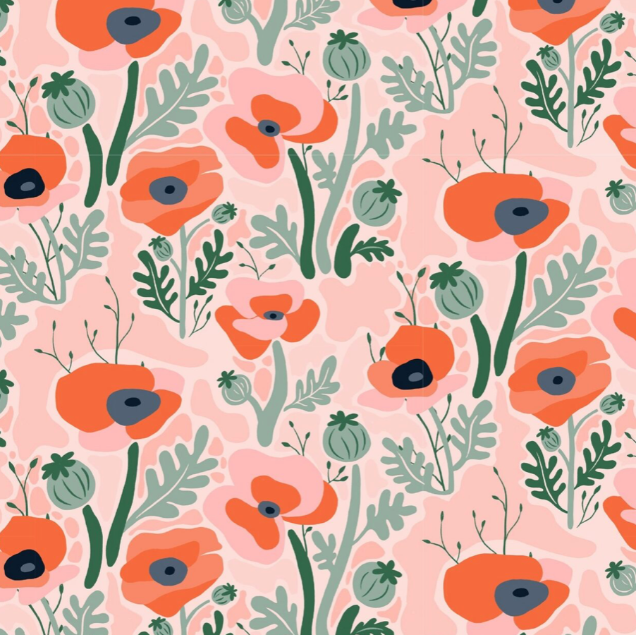 100% Cotton from Savanna Rawson, Poppy Queen, Poppy Field, per fat quarter