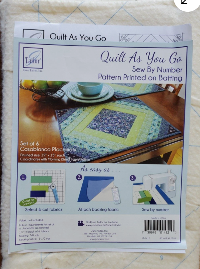  June Taylor - Quilt as you go -, Casablanca, Place Mat,  fabric required