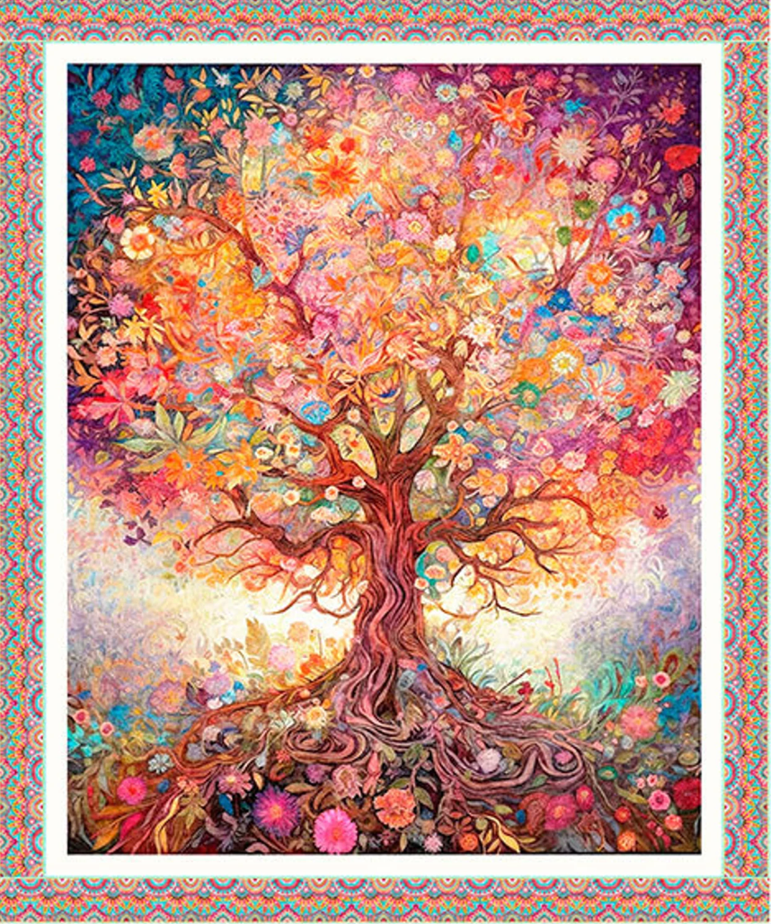100%  Cotton - Spring Bling Tree Panel 30766-X by Quilting Treasures  36" x 43"