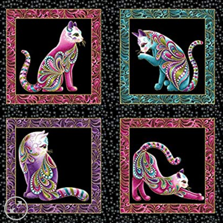 100%  Cotton from Littondale - Cat-I-Tude, by Ann Later of Grizzly Gulch for Benartex, Per PANEL