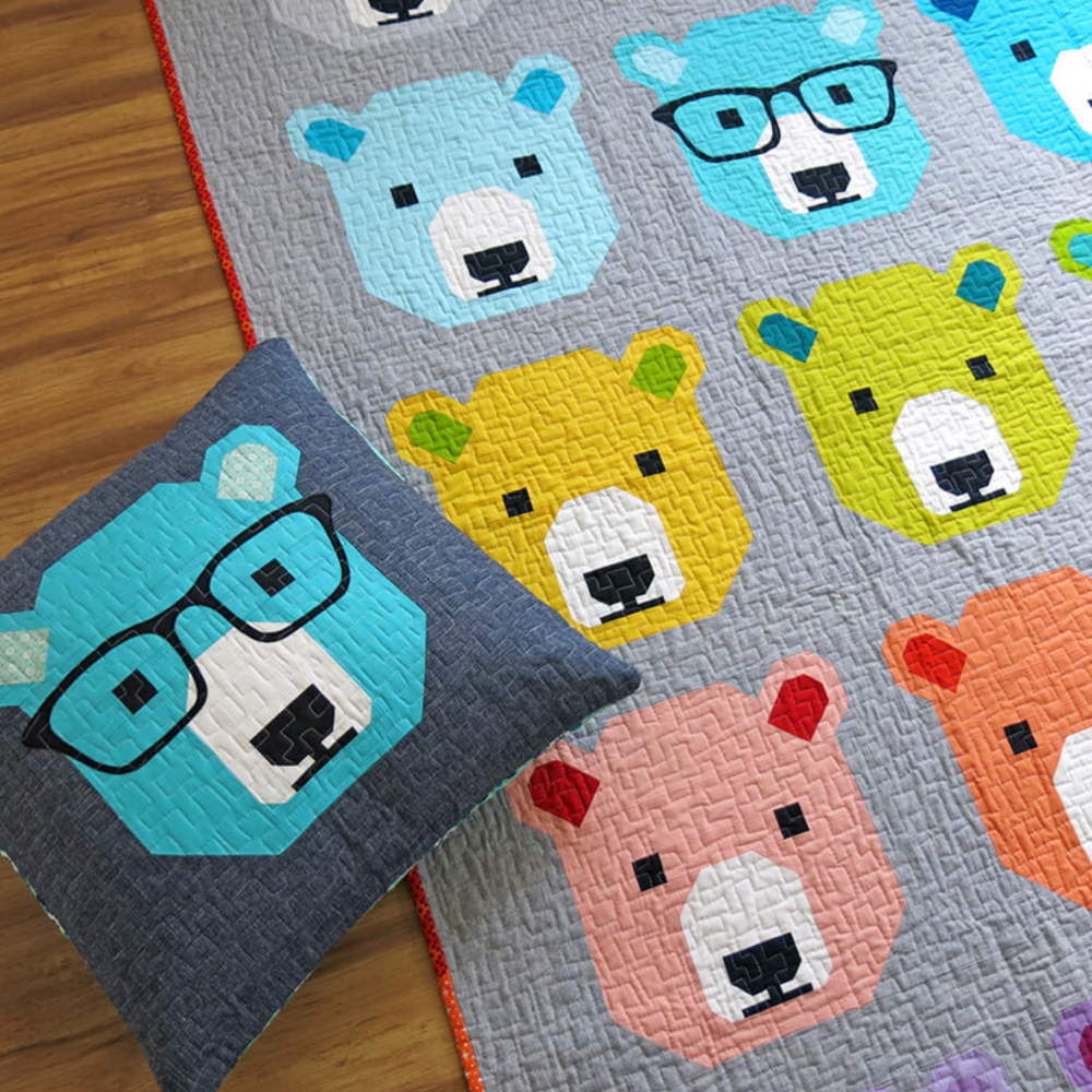  Elizabeth Hartman - Quilt & Pillow pattern- Bjorn Bear - Paper Pattern,  fabric required