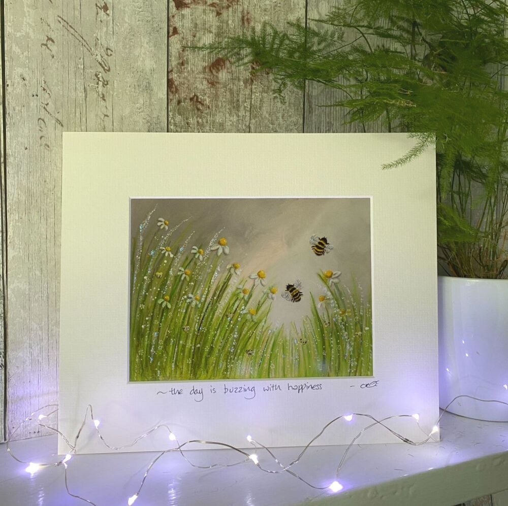 The day is buzzing with happiness - Mounted print