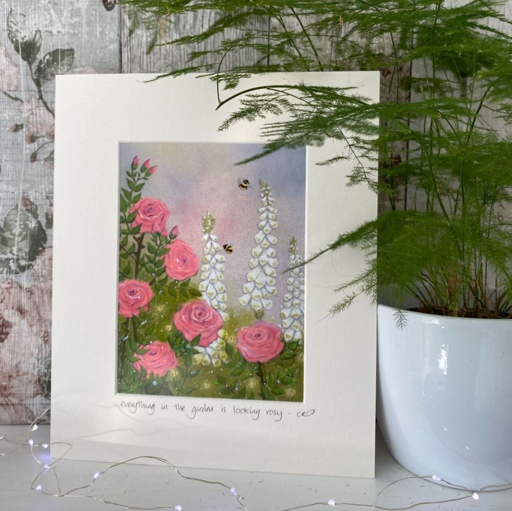 Everything in the garden was looking rosy - Mounted print