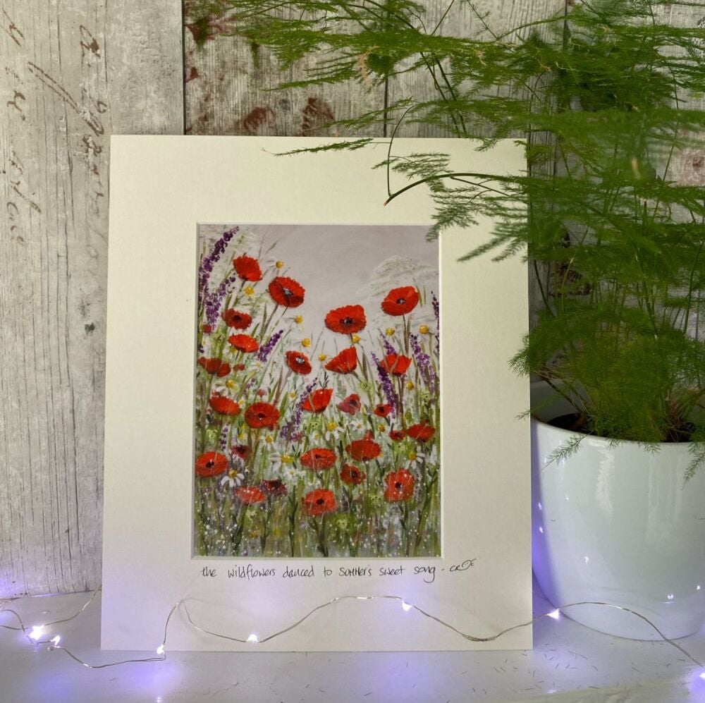 The wildflowers danced to summers sweet song - Mounted print