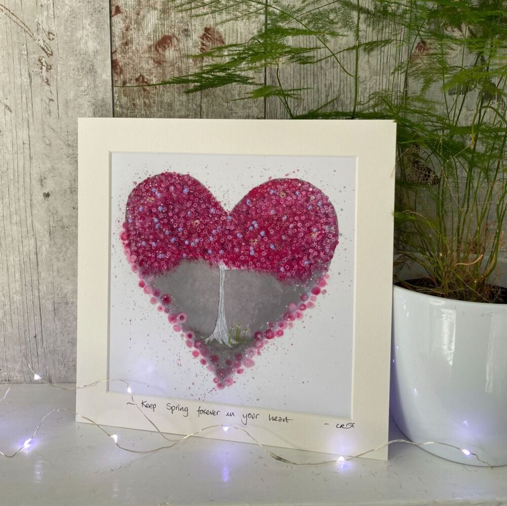 Pink Tree Heart Mounted print