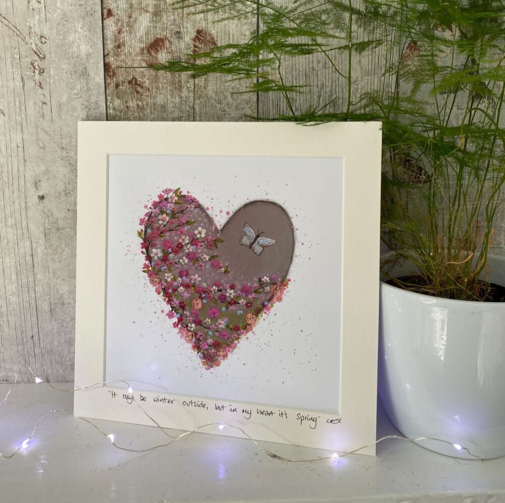 In my heart its Spring Heart Mounted print