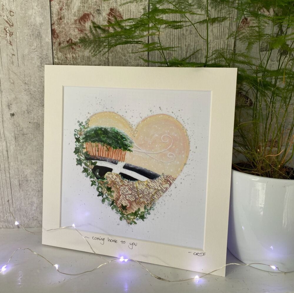 Cornish Winter Heart Mounted print