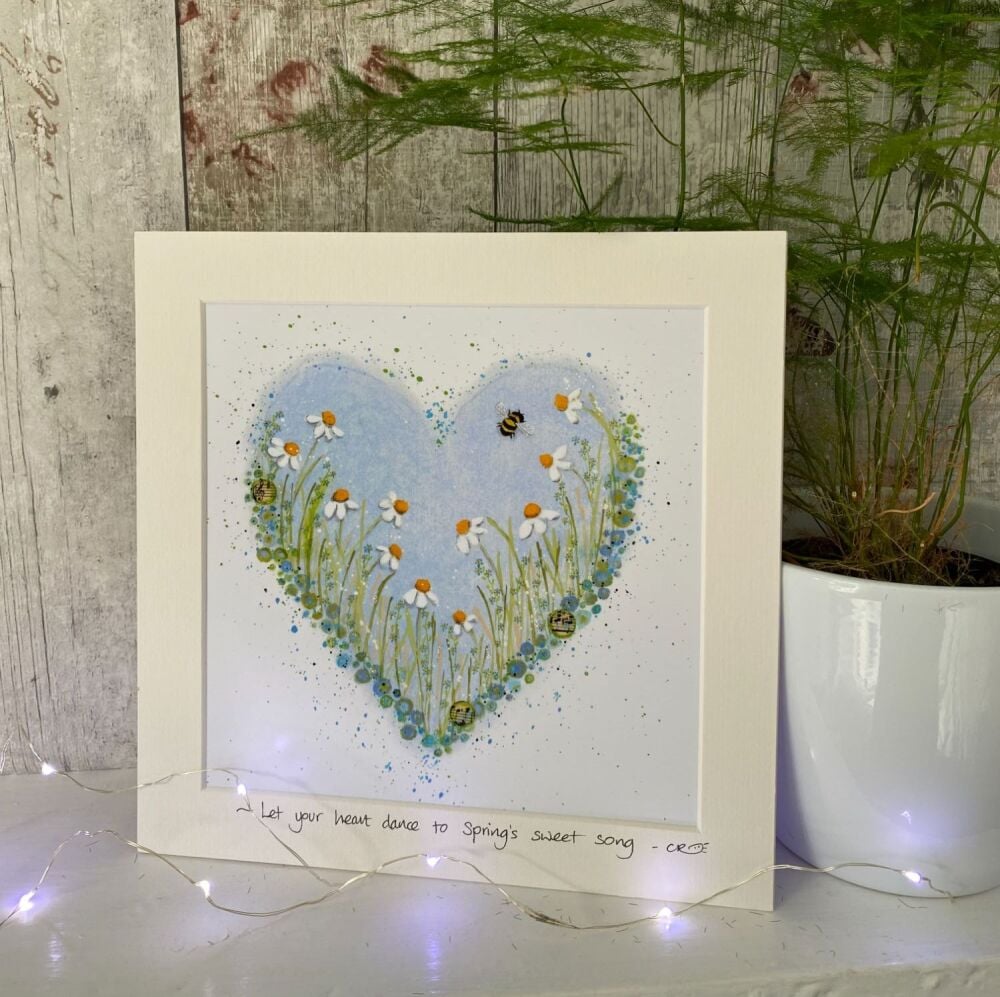 Spring's sweet song Heart Mounted print