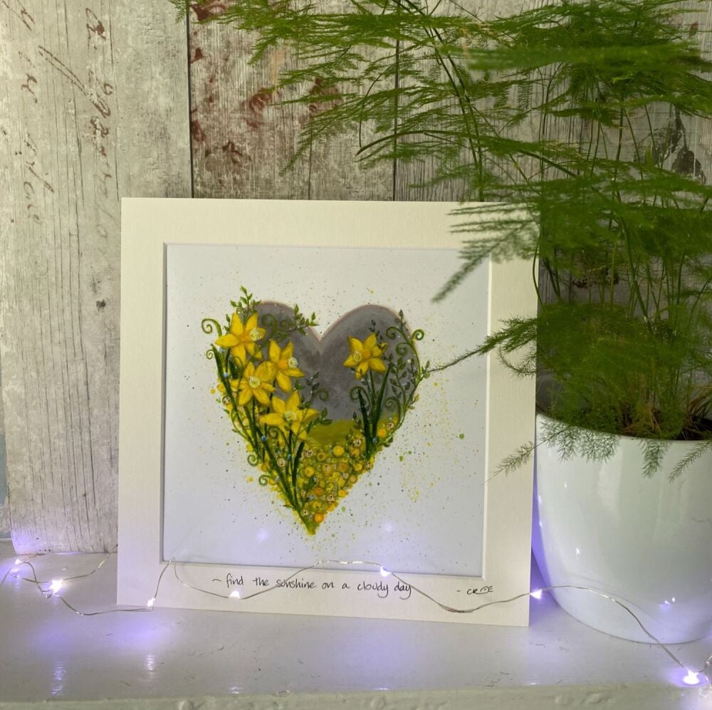 Daffodil Heart Mounted print