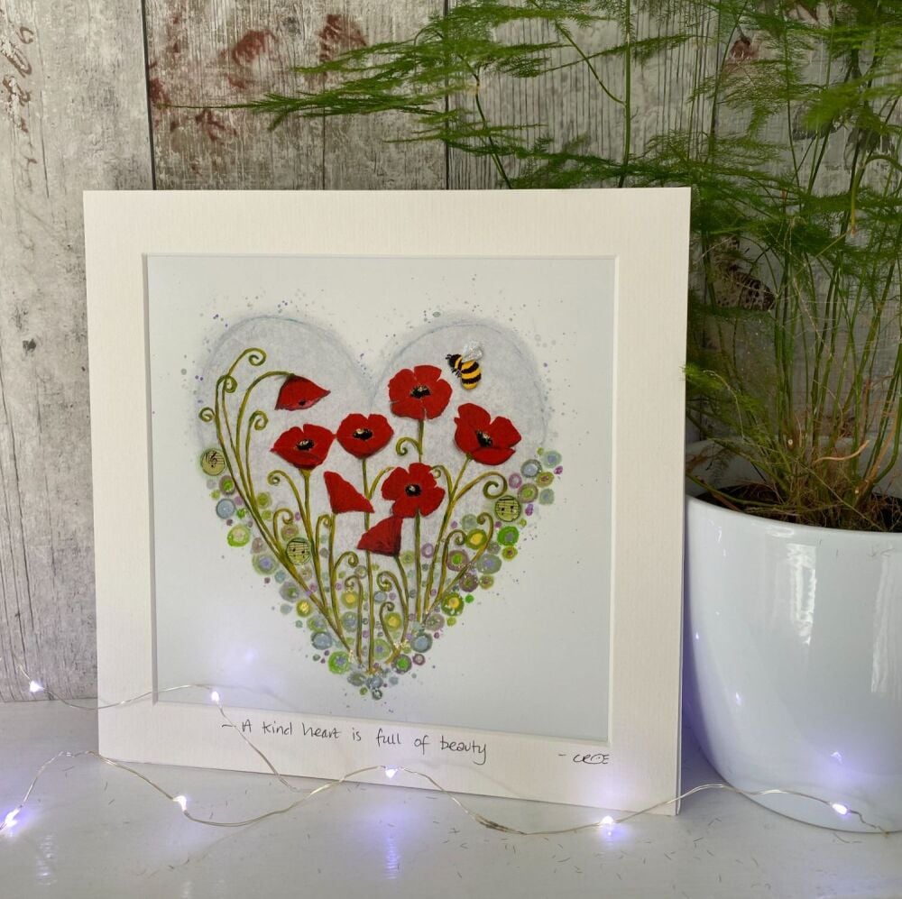 Poppy Heart Mounted print