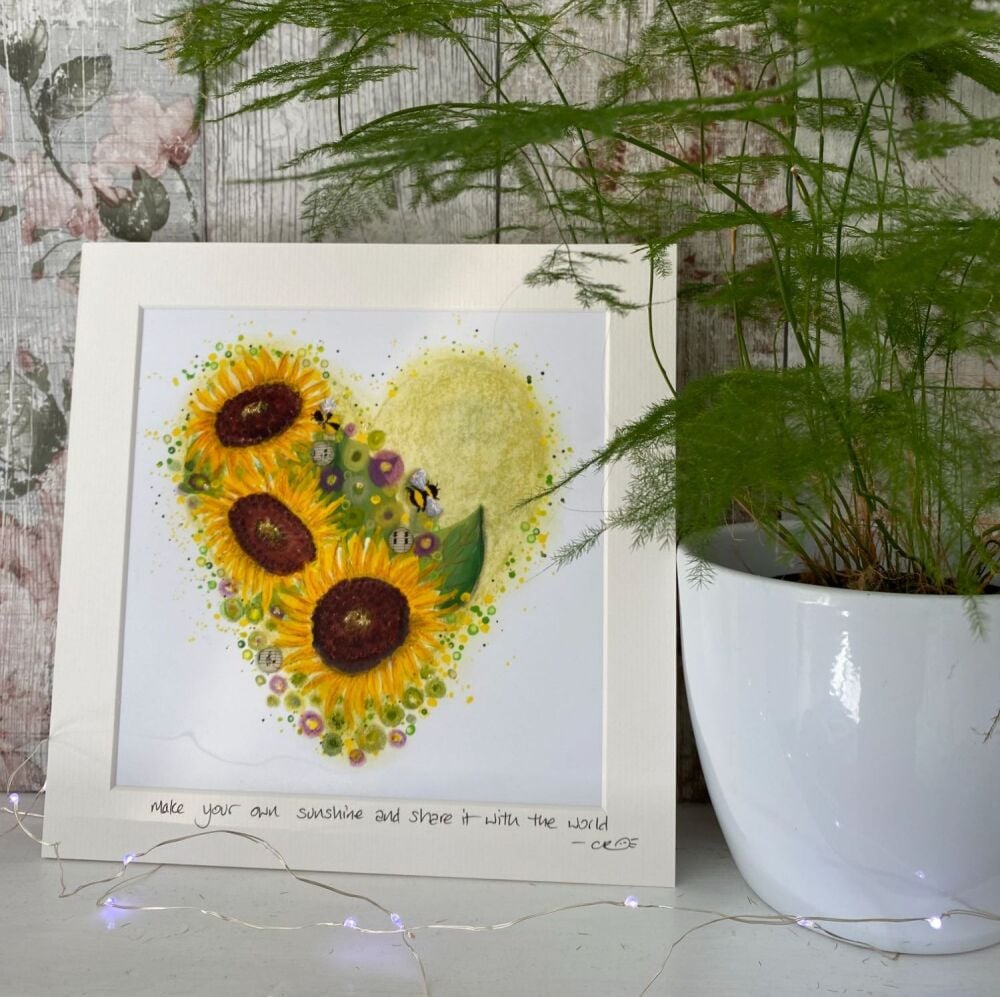 Sunflower Heart Mounted print