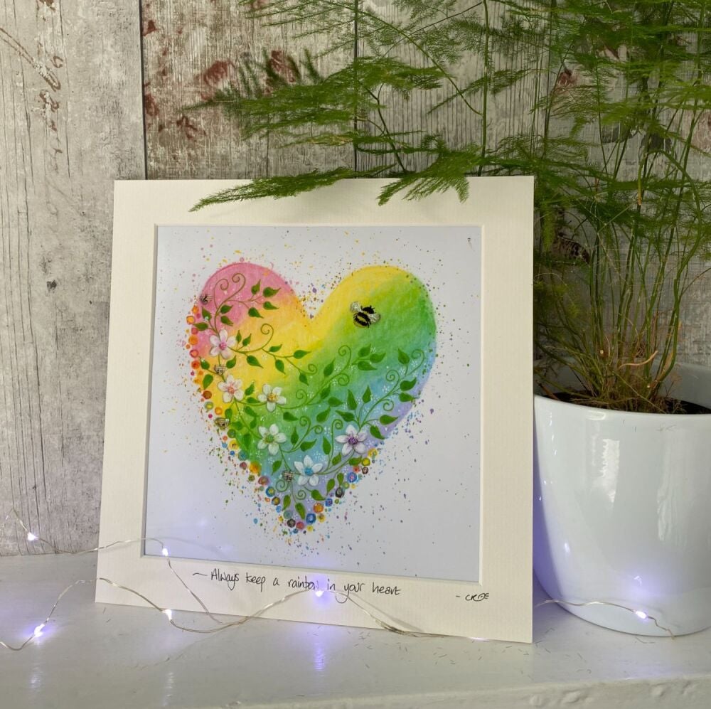 Rainbow heart Heart - Mounted print