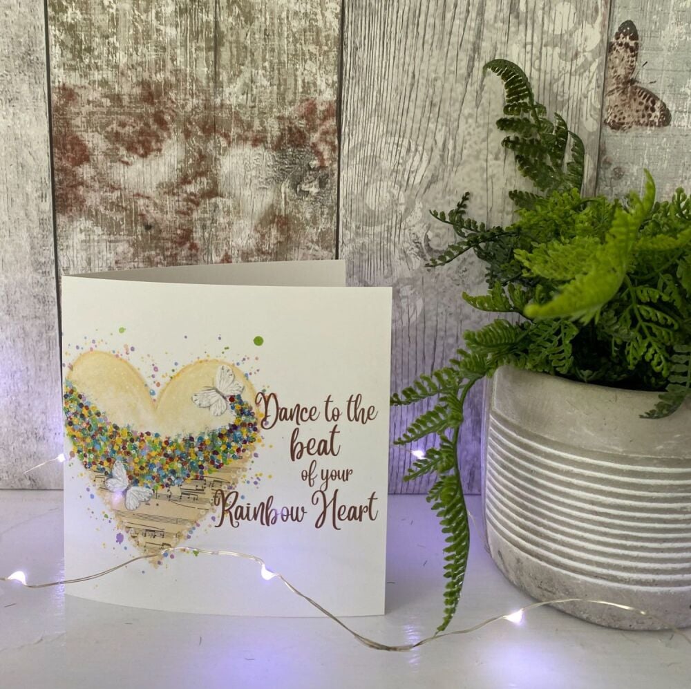 Rainbow Dance Heart Square Card