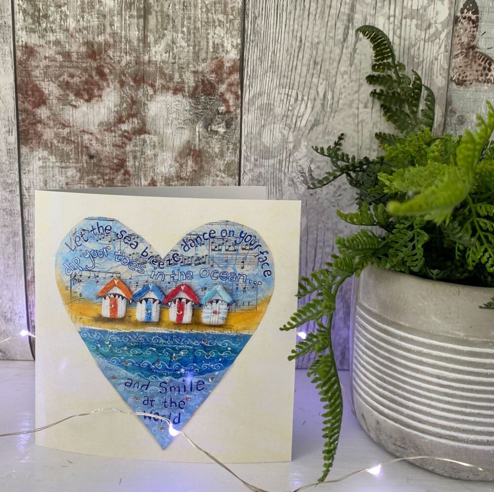Beach Hut Heart Square Card