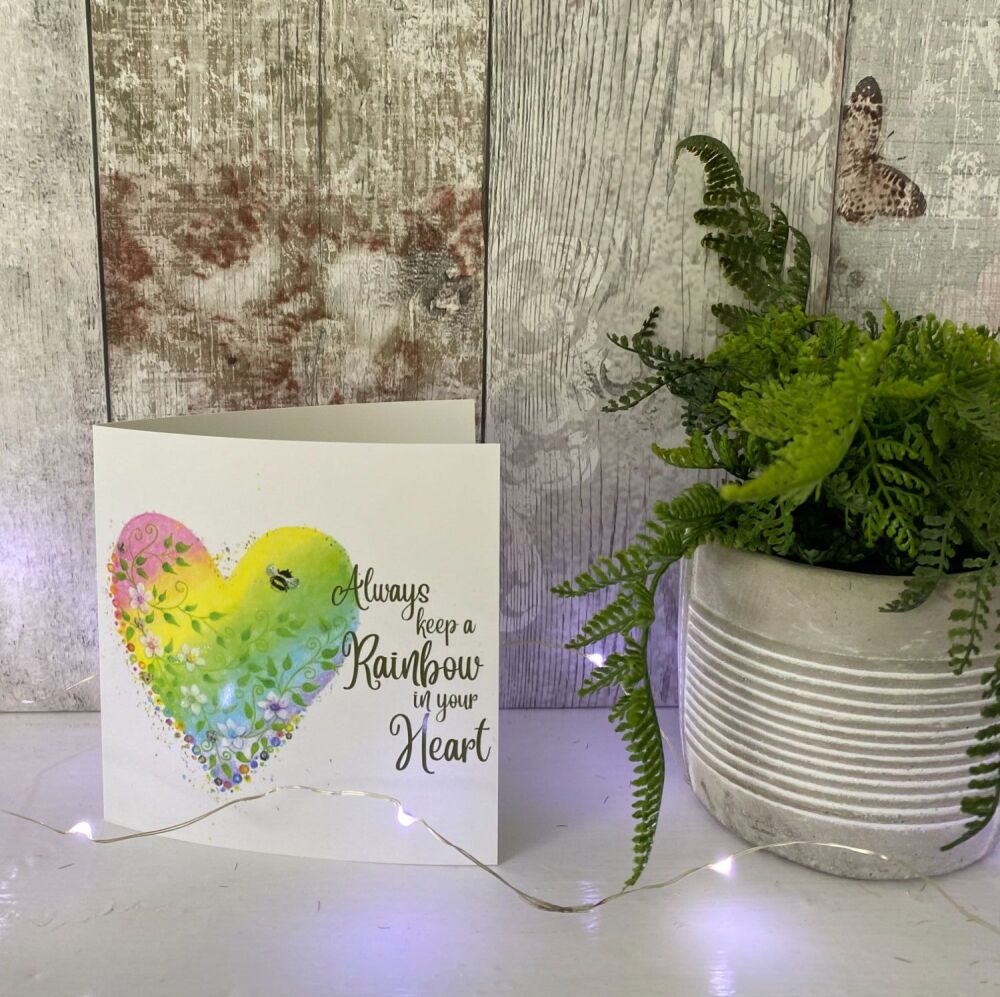 Rainbow Heart Square Card