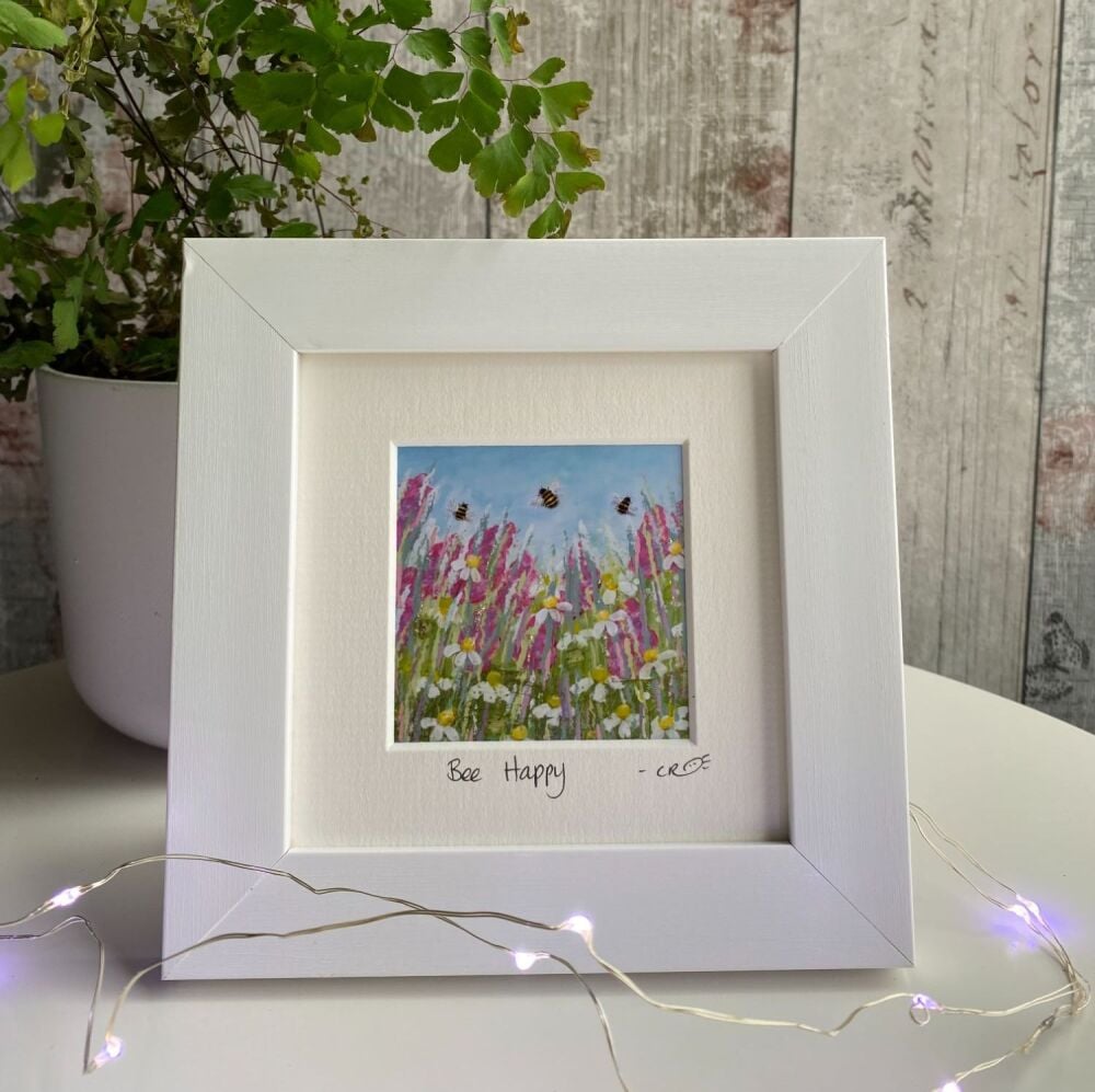 Bee Happy Mini Framed Print