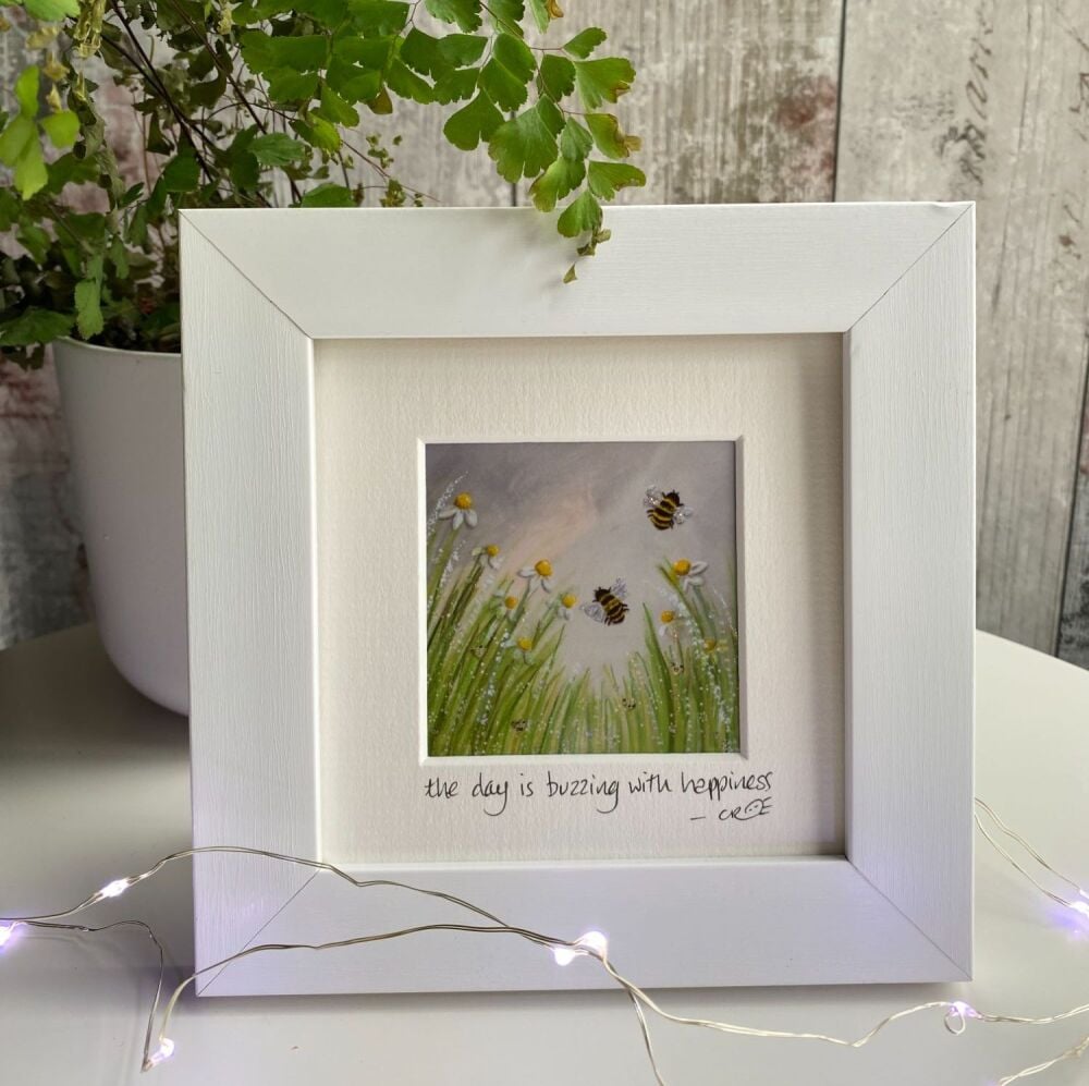 Buzzing with Happiness Mini Framed Print