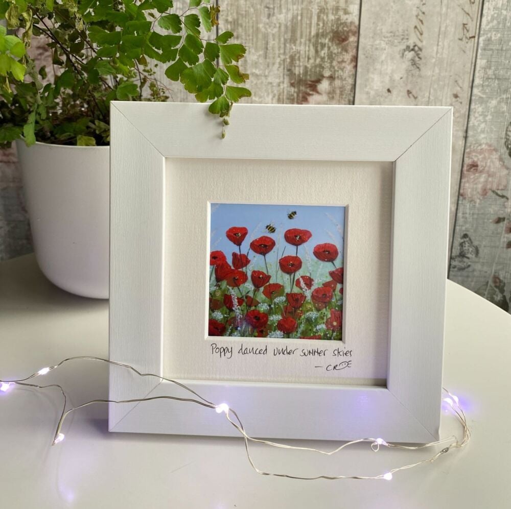 Poppy summer skies Mini Framed Print