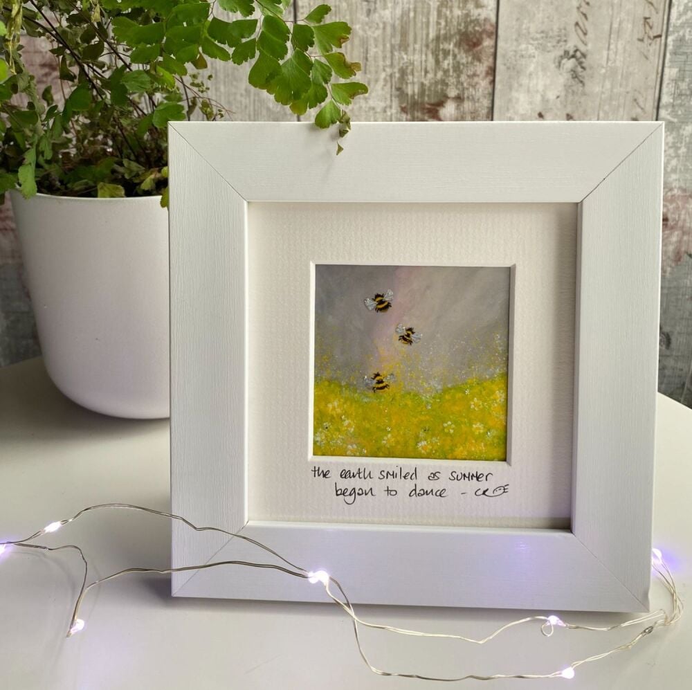 Summer began to dance bees Mini Framed Print