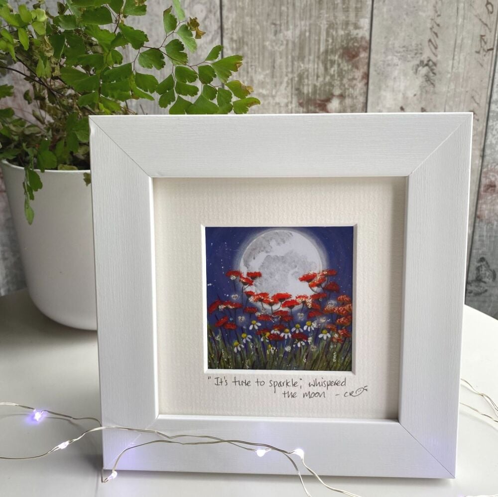 Its time to sparkle moon Mini Framed Print