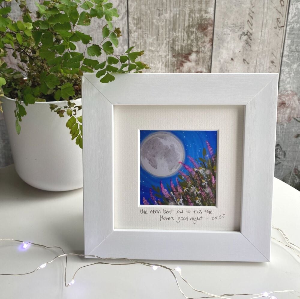 The moon bent low Mini Framed Print