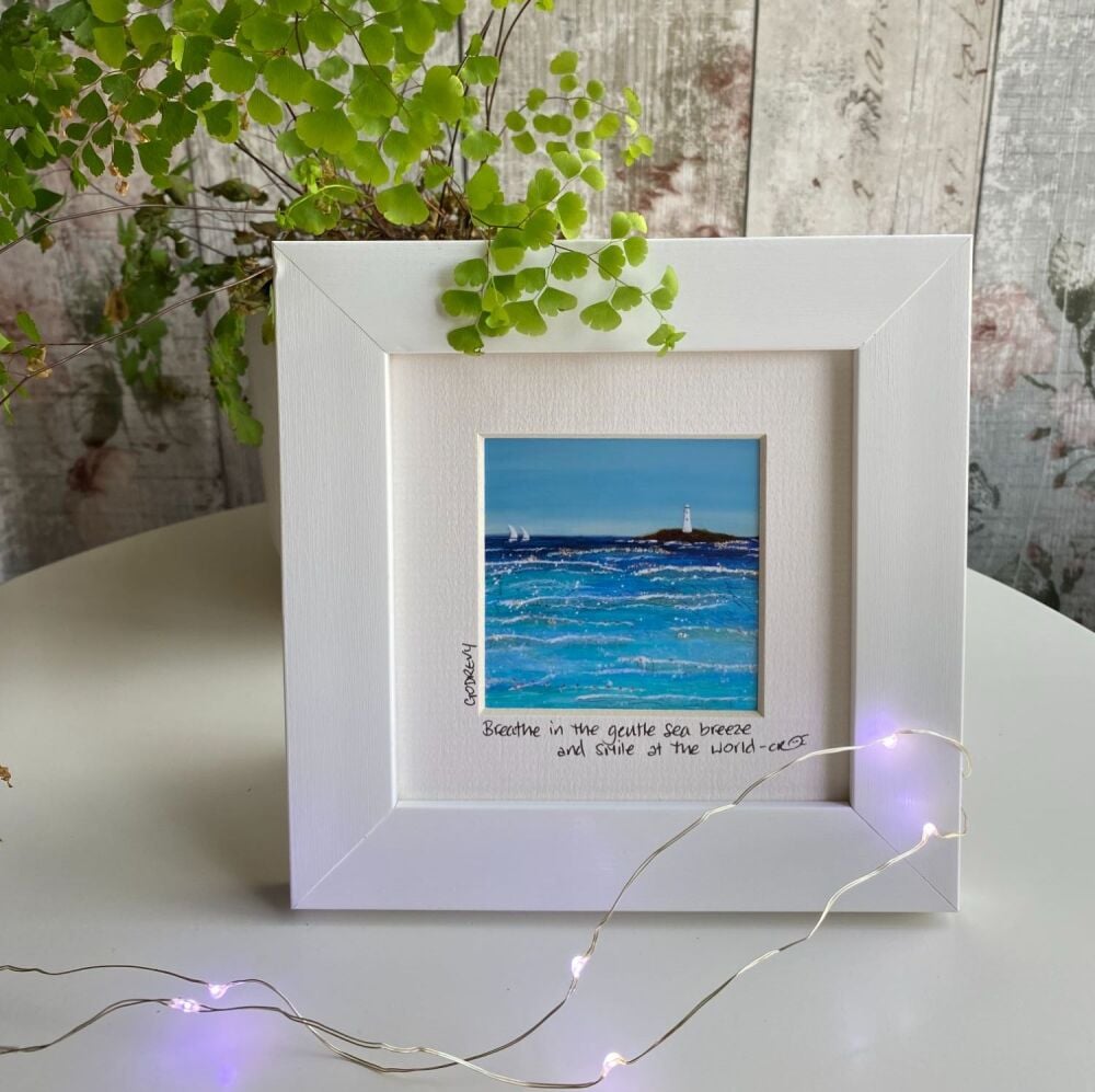 Godrevy (blue) - Mini Framed Print