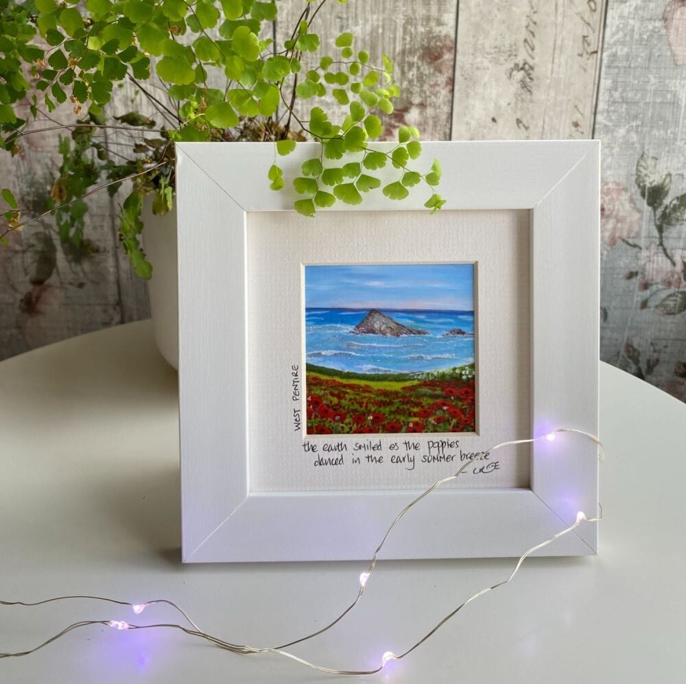 West Pentire (blue) - Mini Framed Print