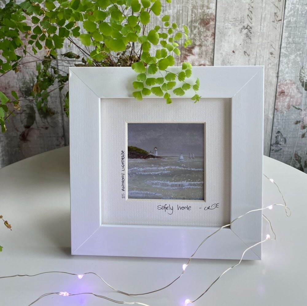 St. Anthony Lighthouse - Grey Mini Framed Print