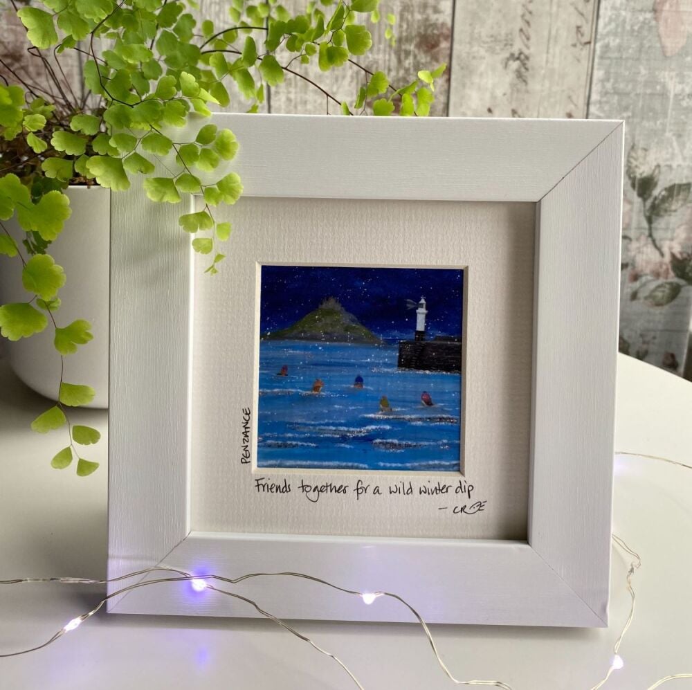 Penzance swimmers - Mini Framed Print