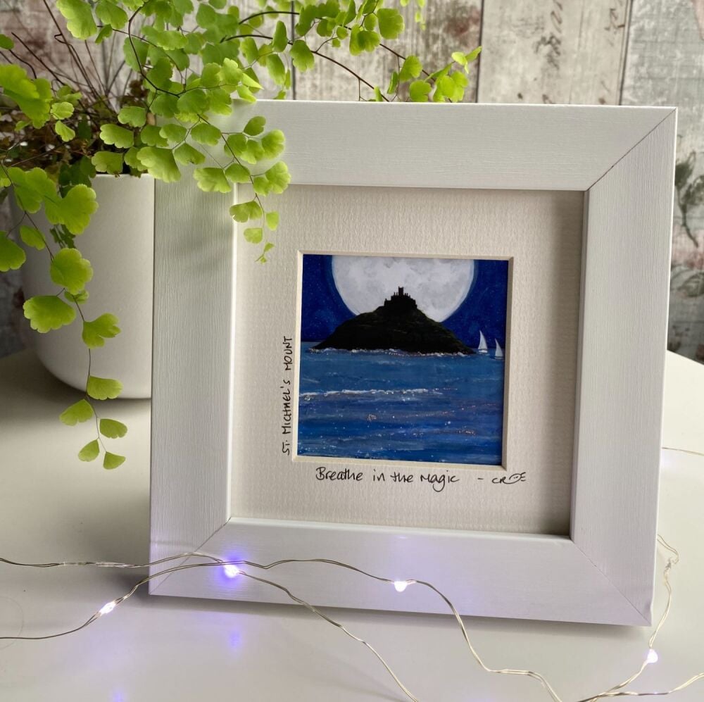 St. Michael's Mount - Moon - Mini Framed Print